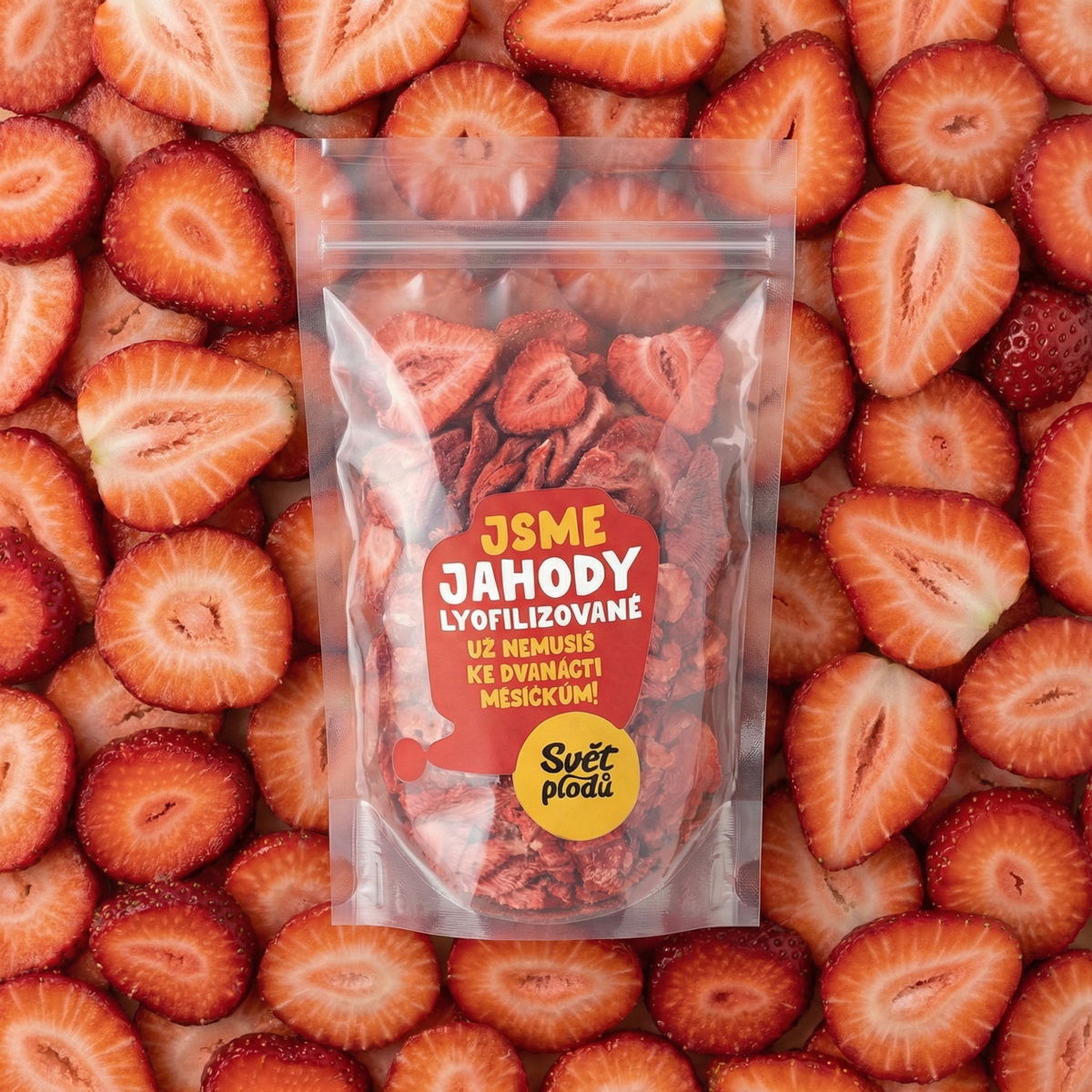 Jahody lyofilizované plátky váha 100g