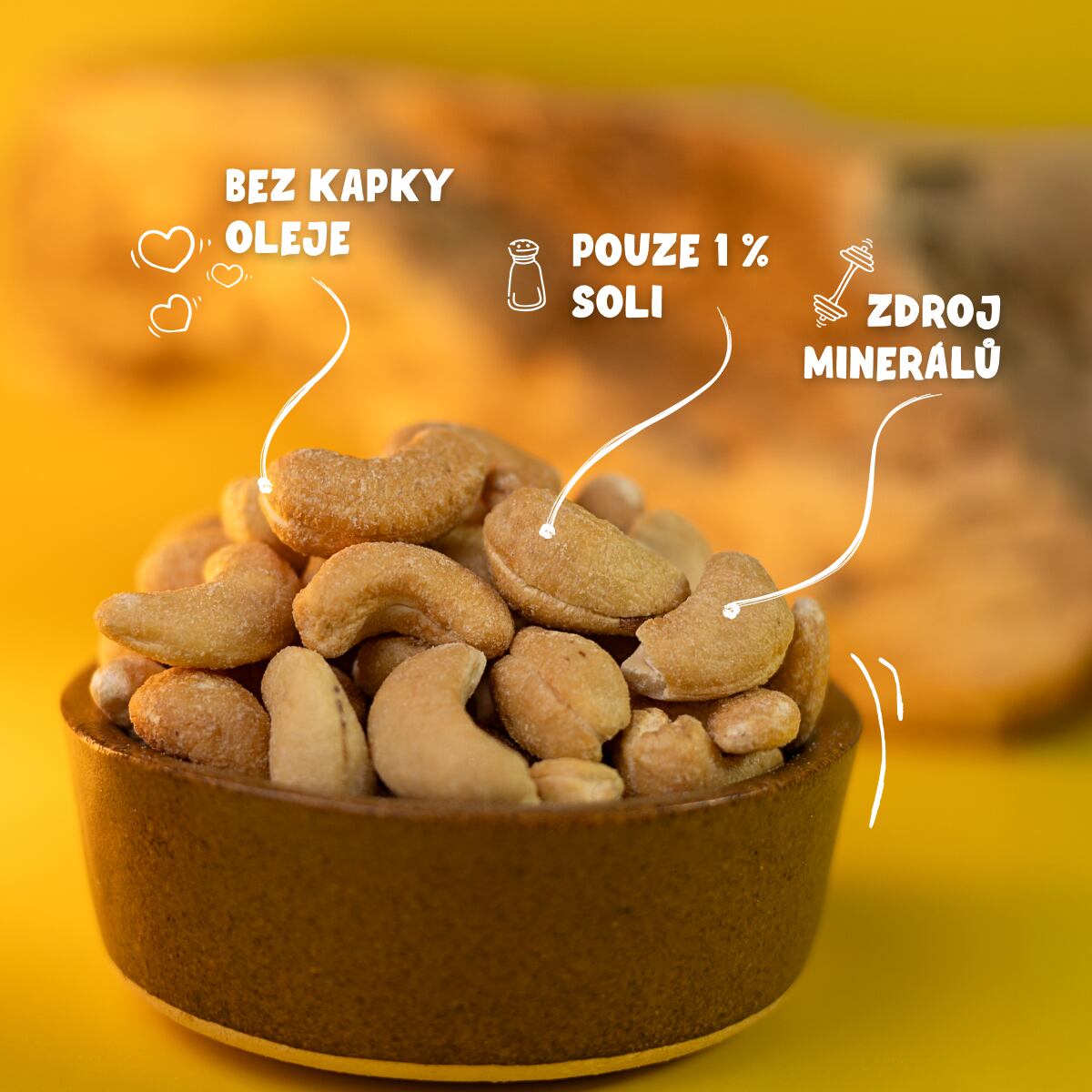 Kešu na sucho pražené solené váha 200g