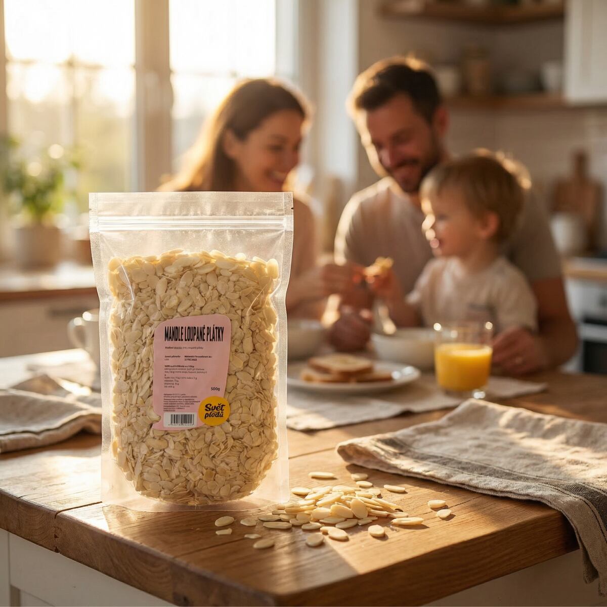 Mandle lúpané plátky váha 500g