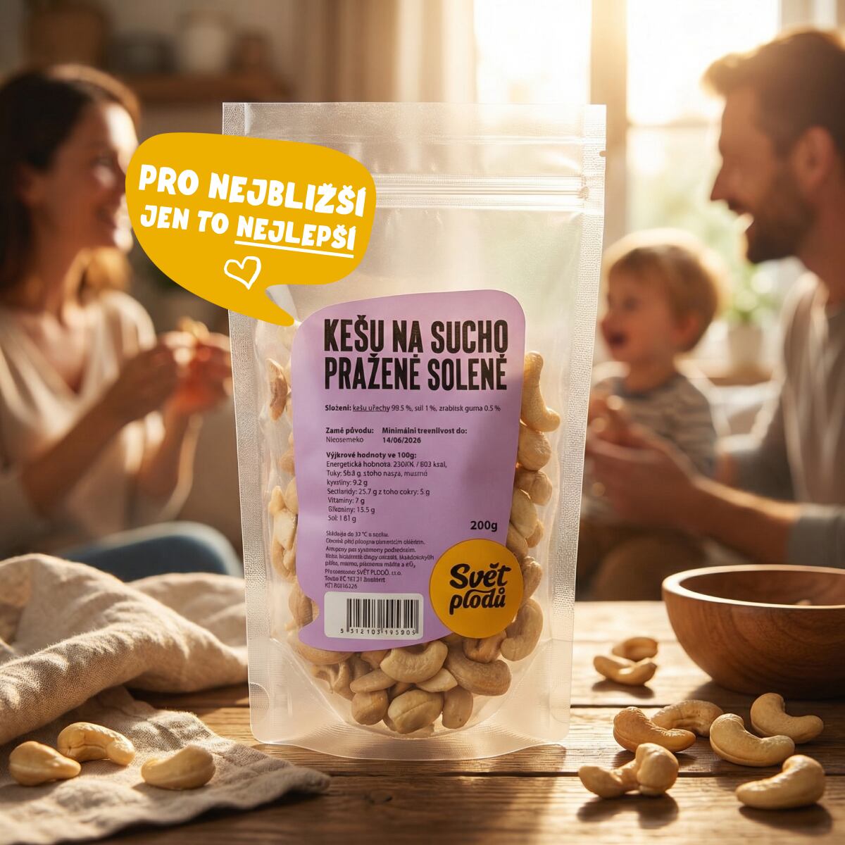 Kešu na sucho pražené solené váha 200g