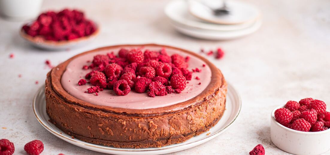 Malinový cheesecake s ruby čokoládou