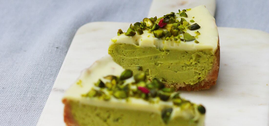 Pistáciový cheesecake s bílou čokoládou