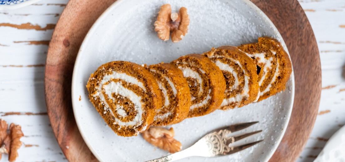 Tekvicová roláda s vlašskými orechmi a cream cheese