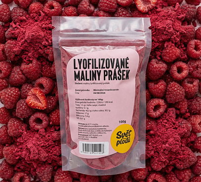 Maliny lyofilizované prášok
