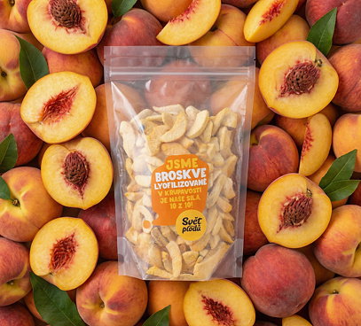 Broskve lyofilizované