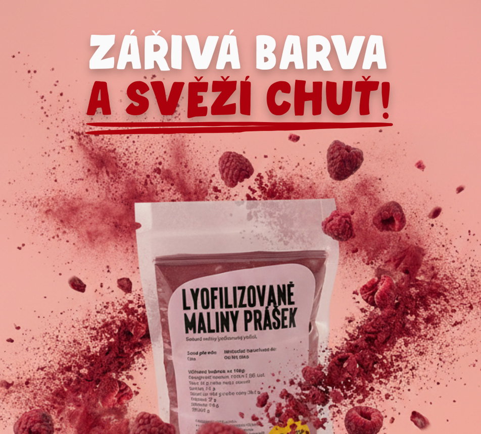 Maliny lyofilizované prášek