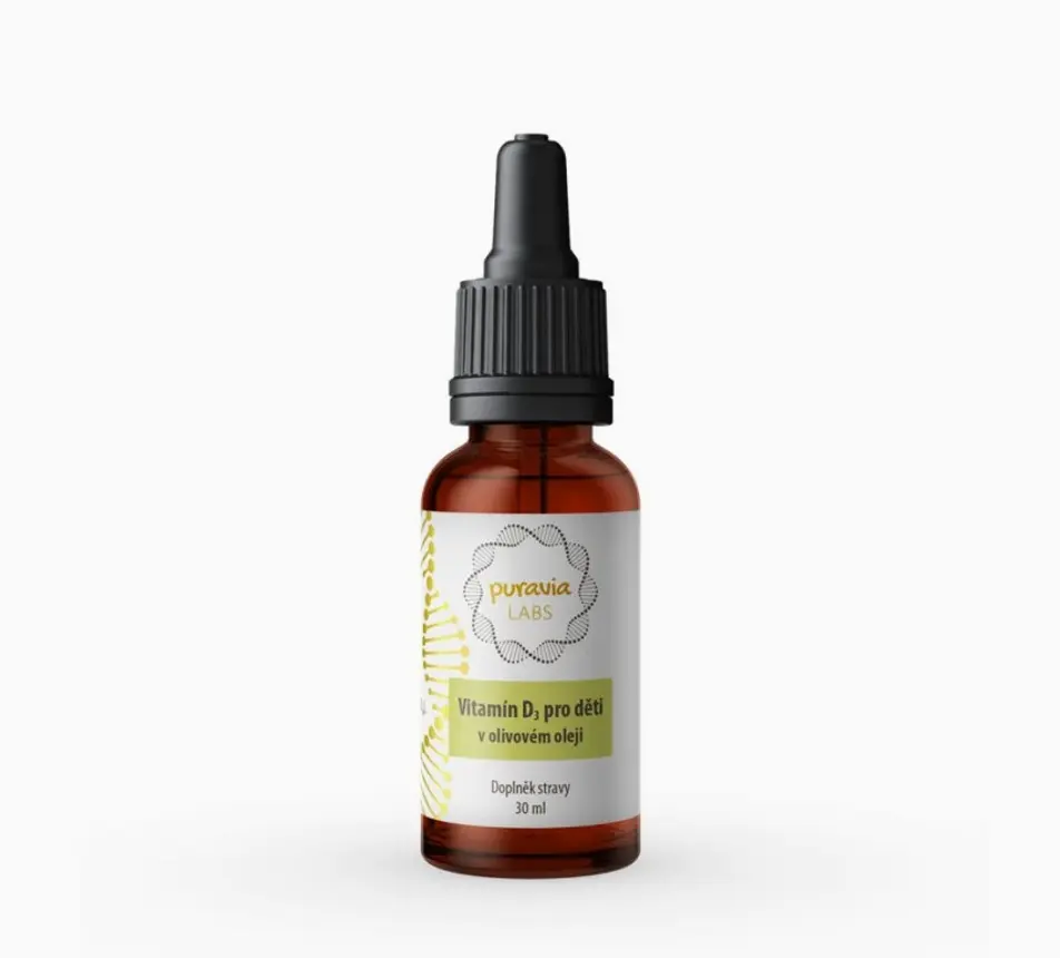 PURAVIA LABS Vitamín D3 pre deti v olivovom oleji