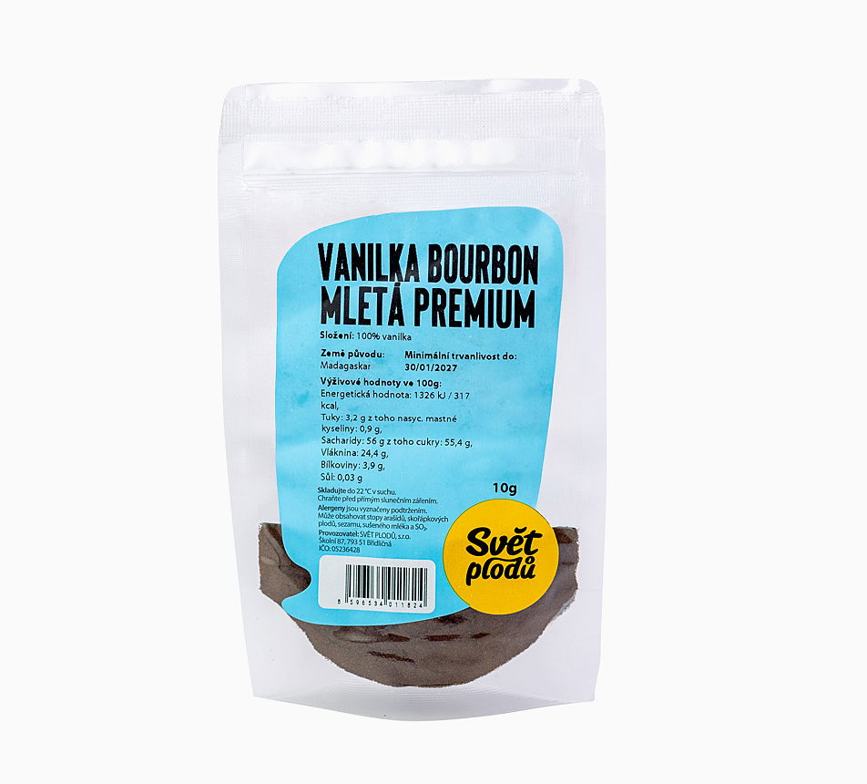 Vanilka Bourbon mletá Premium packshot bílé pozadí