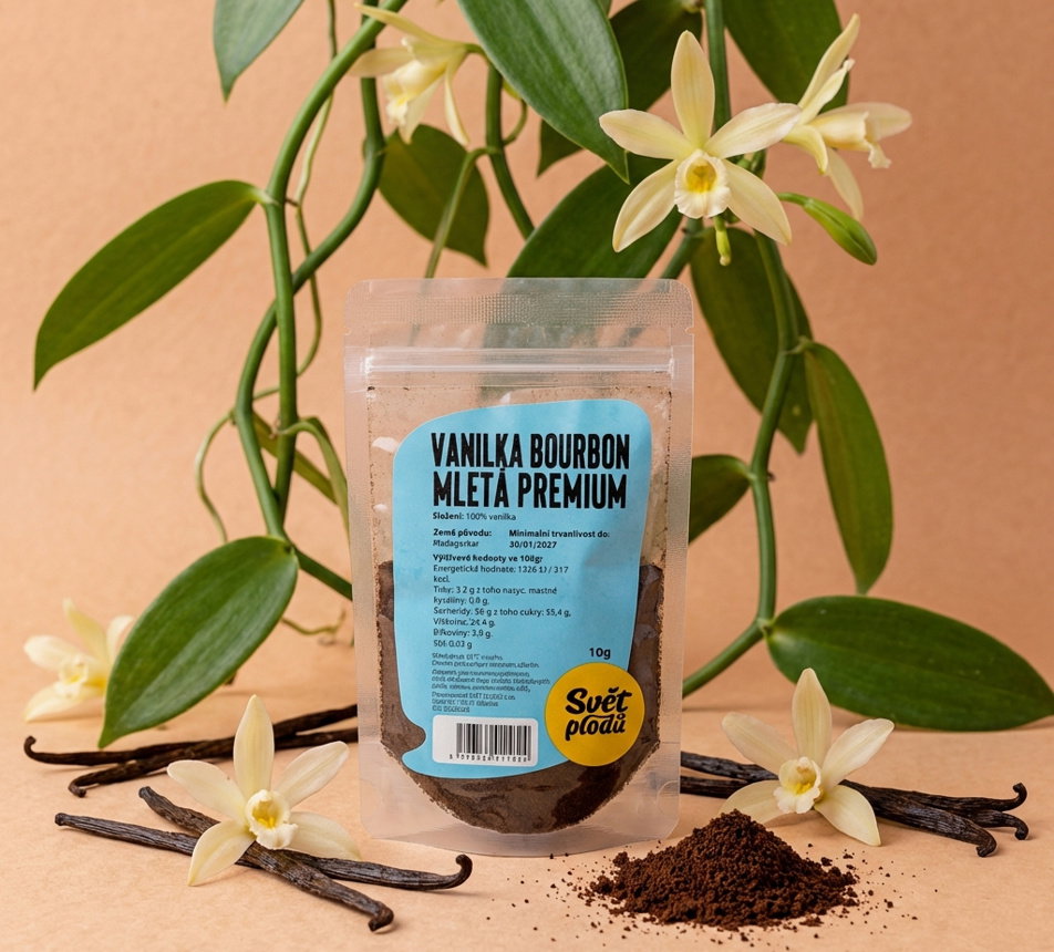 Vanilka Bourbon mletá Premium lifestyle packshot