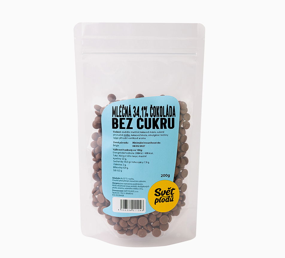 Mliečna 35,6% čokoláda bez cukru