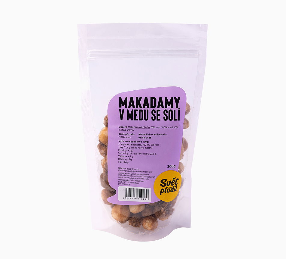 Makadamy v mede so soľou