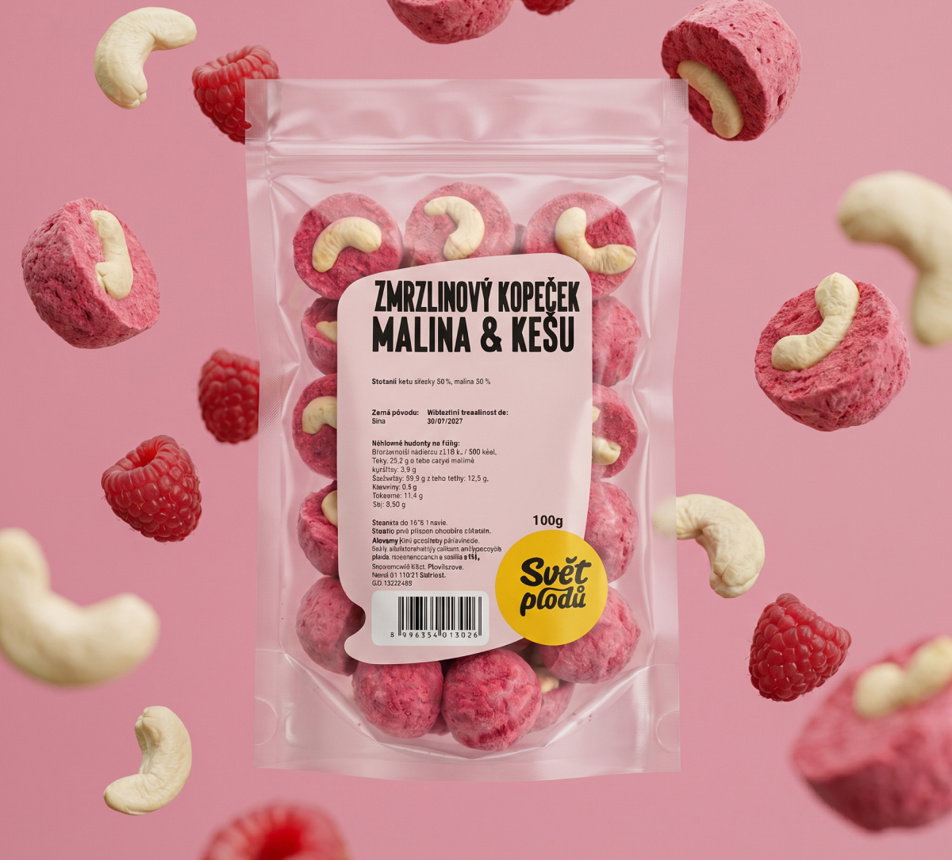 Zmrzlinový kopček malina & kešu