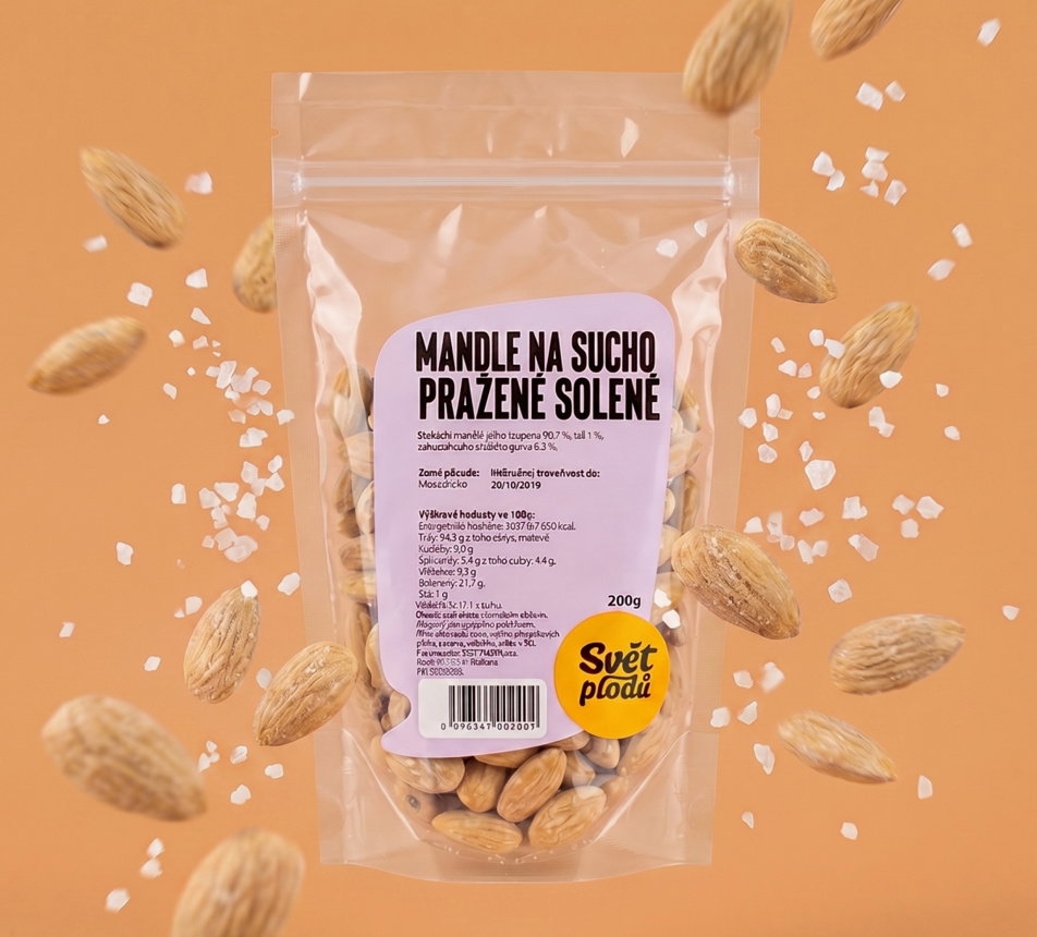 Mandle na sucho pražené solené