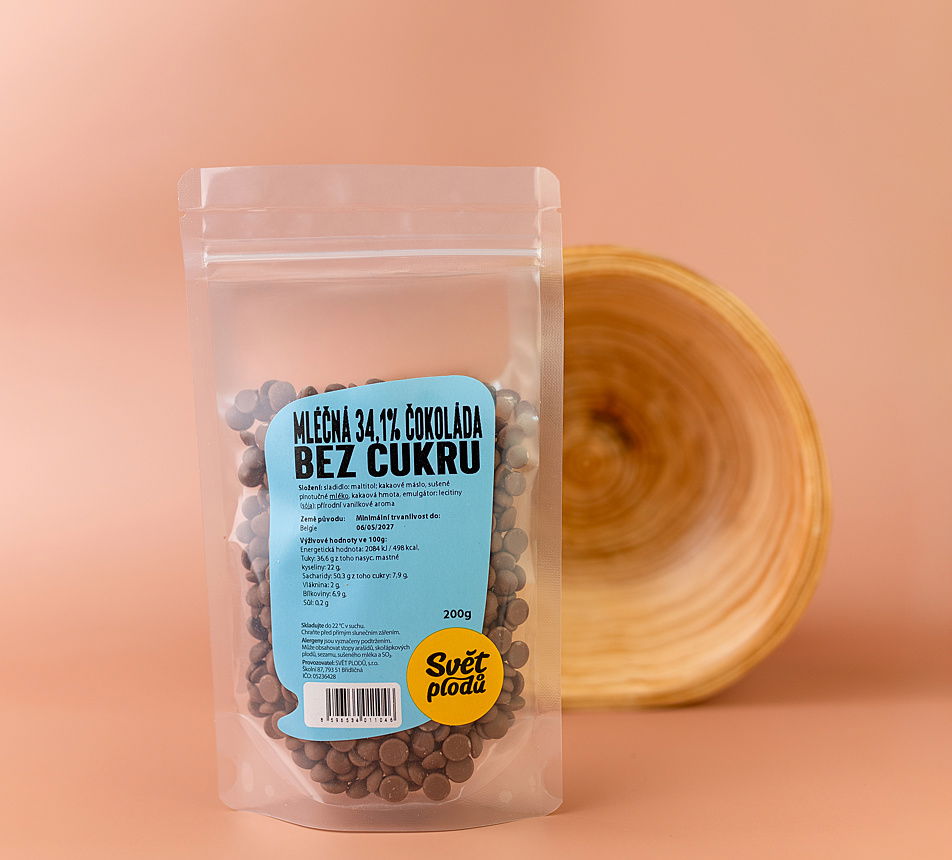 Mléčná 34,1% čokoláda bez cukru
