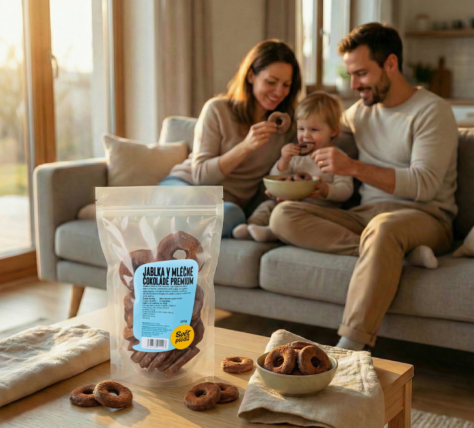 Jablka v mléčné čokoládě Premium