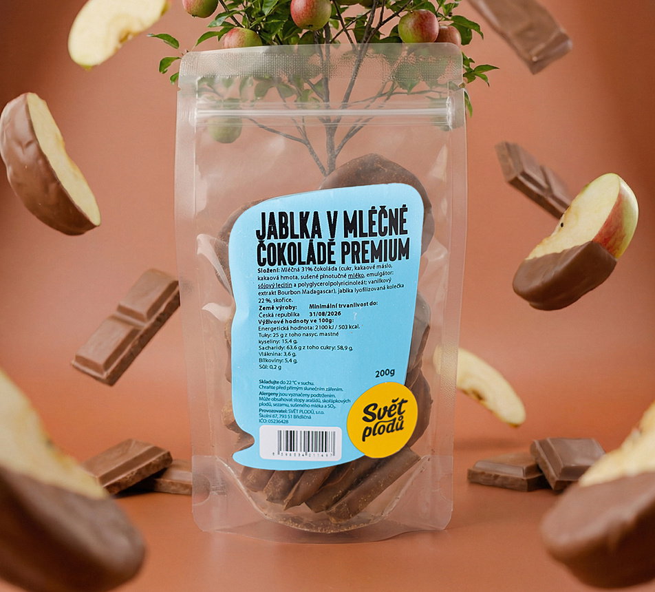 Jablka v mléčné čokoládě Premium