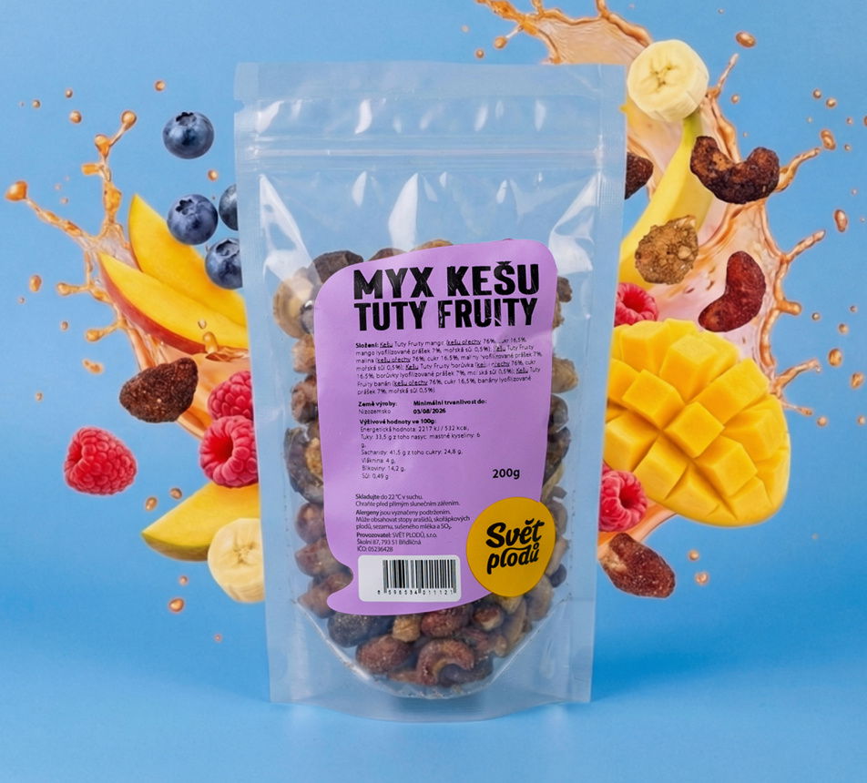 MYX Kešu Tuty Fruity packshot lifestyle