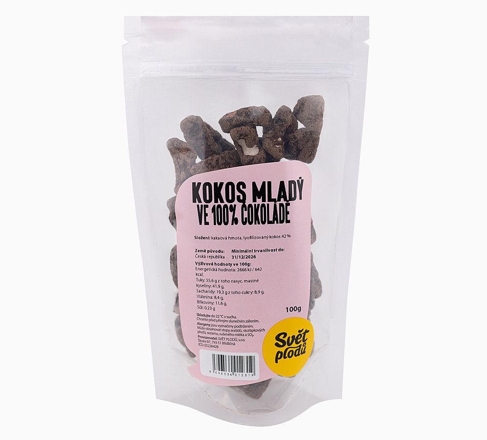 Kokos mladý ve 100% čokoládě